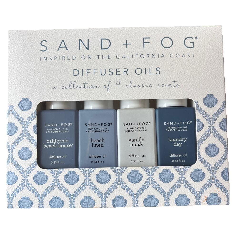 Sand + Fog Fragrance Diffuser Oil 4 pk CA Beach House Linen Laundry Day Vanilla